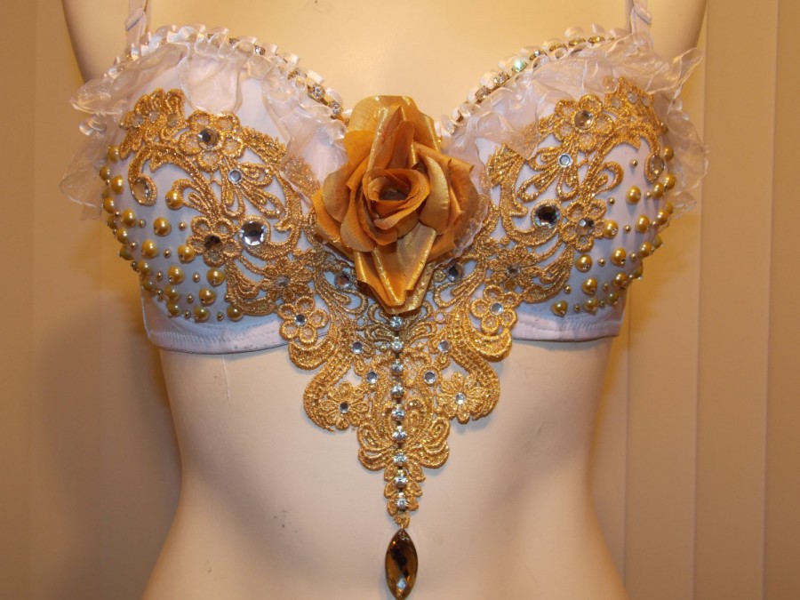 An example of a beautiful gold rave bra