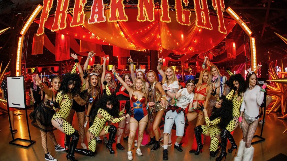 People dressed in halloween costumes at Freaknight Festival