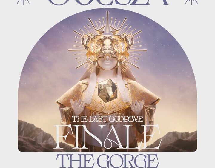 Flyer/poster for Odesza's 2024 shows at the Gorge July 4-6 with Final Goodbye Art and supporting artists listed