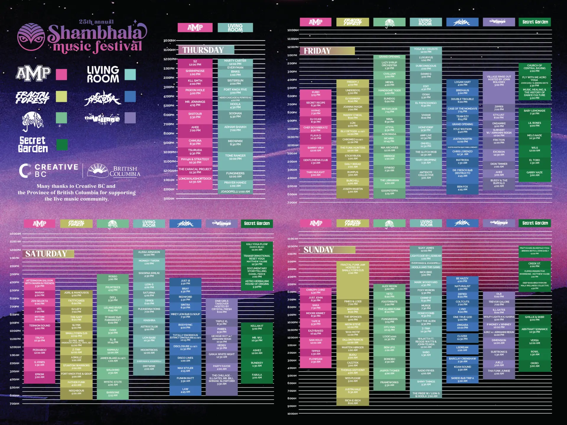 Shambhala set times