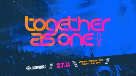 Poster/wallpaper for Together As One 2024 in Seattle, WA with pink text and blue background.