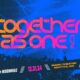 Poster/wallpaper for Together As One 2024 in Seattle, WA with pink text and blue background.