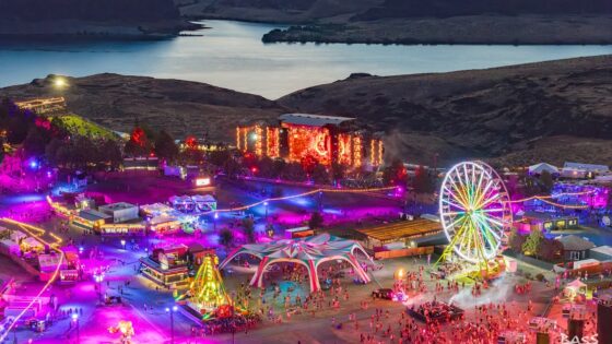 photo from drone of main stage and festival grounds Bass Canyon 2024