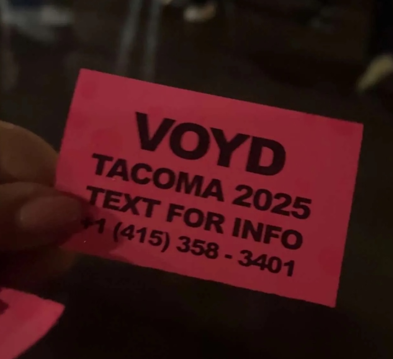 Voyd Tacoma 2025 Text for info 